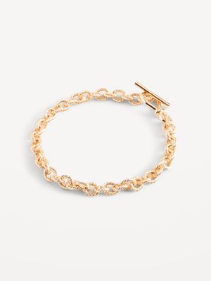 Gold-Toned Metal Braided Chain Bracelet for Women