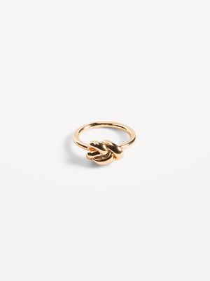 Gold-Toned Metal Knotted Ring for Women