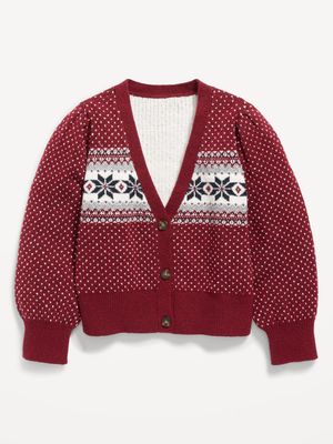 Button-Front Fair Isle Cardigan Sweater for Girls