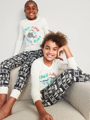 Gender-Neutral Holiday Matching Snug-Fit Pajama Set for Kids