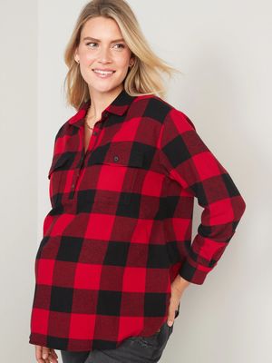 Maternity Plaid Flannel Boyfriend Shirt
