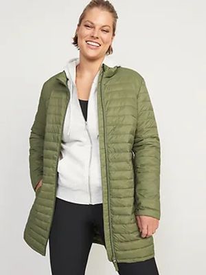 Water-Resistant Quilted Zip-Front Tunic Jacket for Women