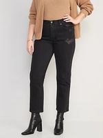 High-Waisted Slouchy Straight Cropped Distressed Jeans for Women