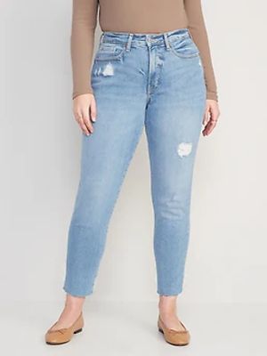 Curvy High-Waisted OG Straight Distressed Jeans for Women