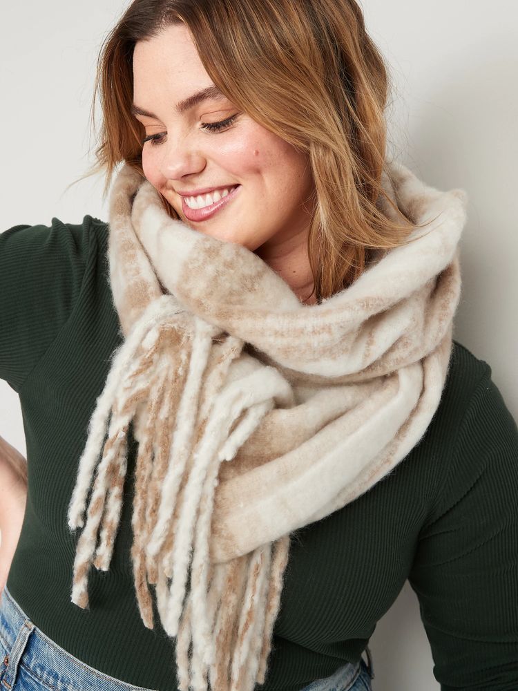 Cozy Soft-Brushed Patterned Scarf for Women