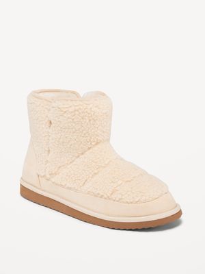 Faux Suede-Trimmed Sherpa Boots for Women