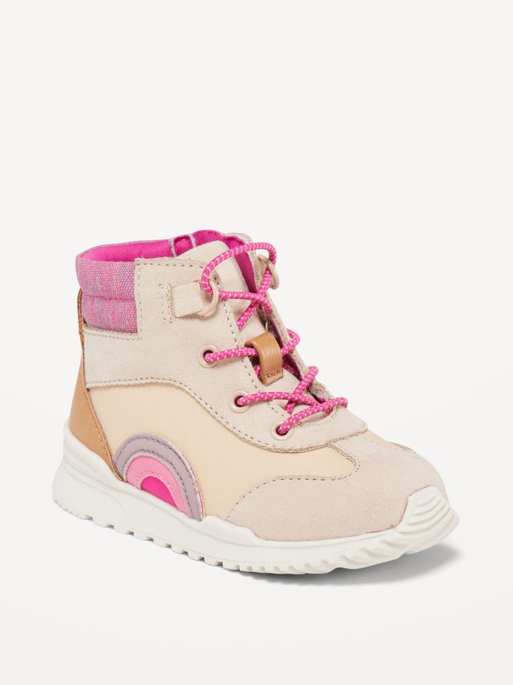 Color-Blocked Lace-Up Hiking Sneakers for Toddler Girls