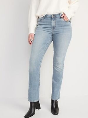 Extra High-Waisted Button-Fly Kicker Boot-Cut Cut-Off Jeans for Women