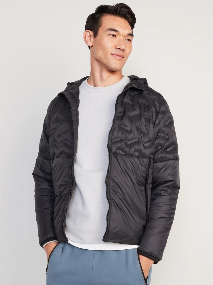 Water-Resistant Packable Hooded Puffer Jacket for Men