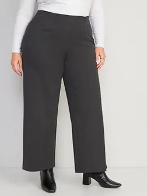 High-Waisted Heathered Pull-On Pixie Wide-Leg Pants for Women