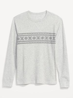 Patterned Thermal-Knit Long-Sleeve T-Shirt for Men