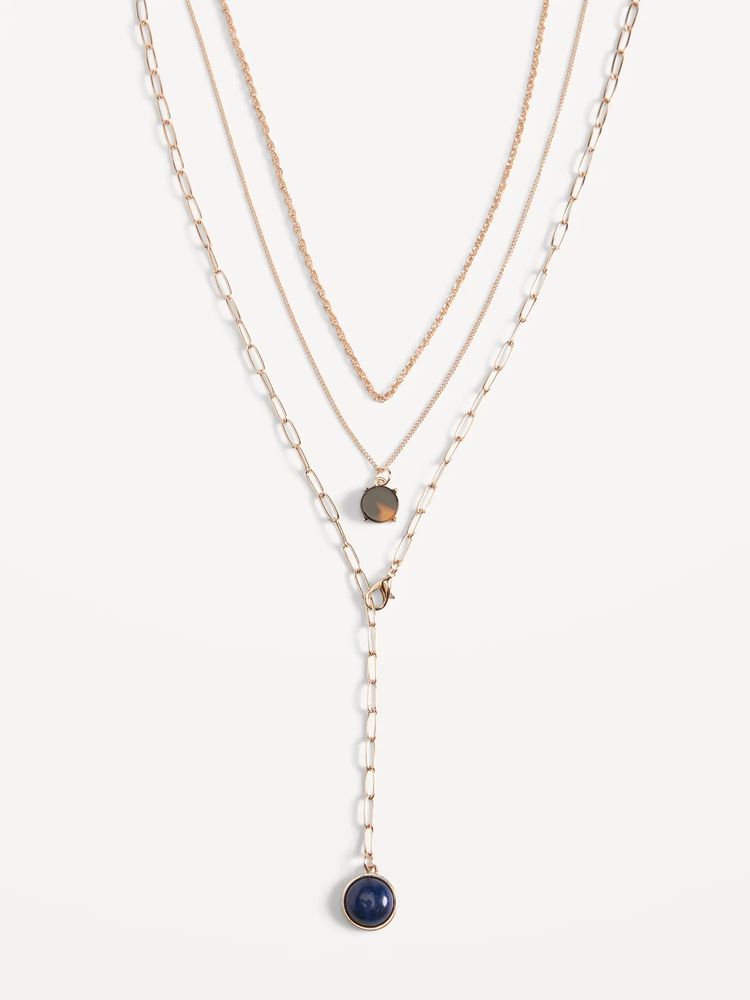 Gold-Toned Metal Chain Necklace 3-Pack for Women