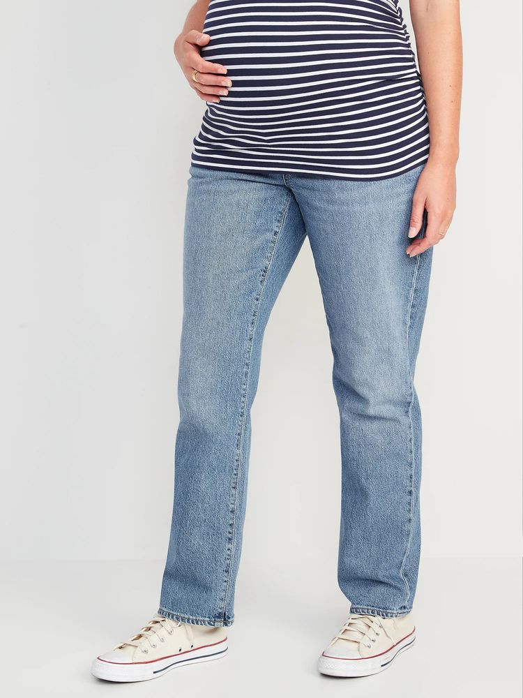 Maternity Full Panel Slouchy Straight Jeans