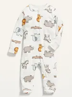Unisex Animal-Print 2-Way-Zip Sleep & Play Footed One-Piece for Baby