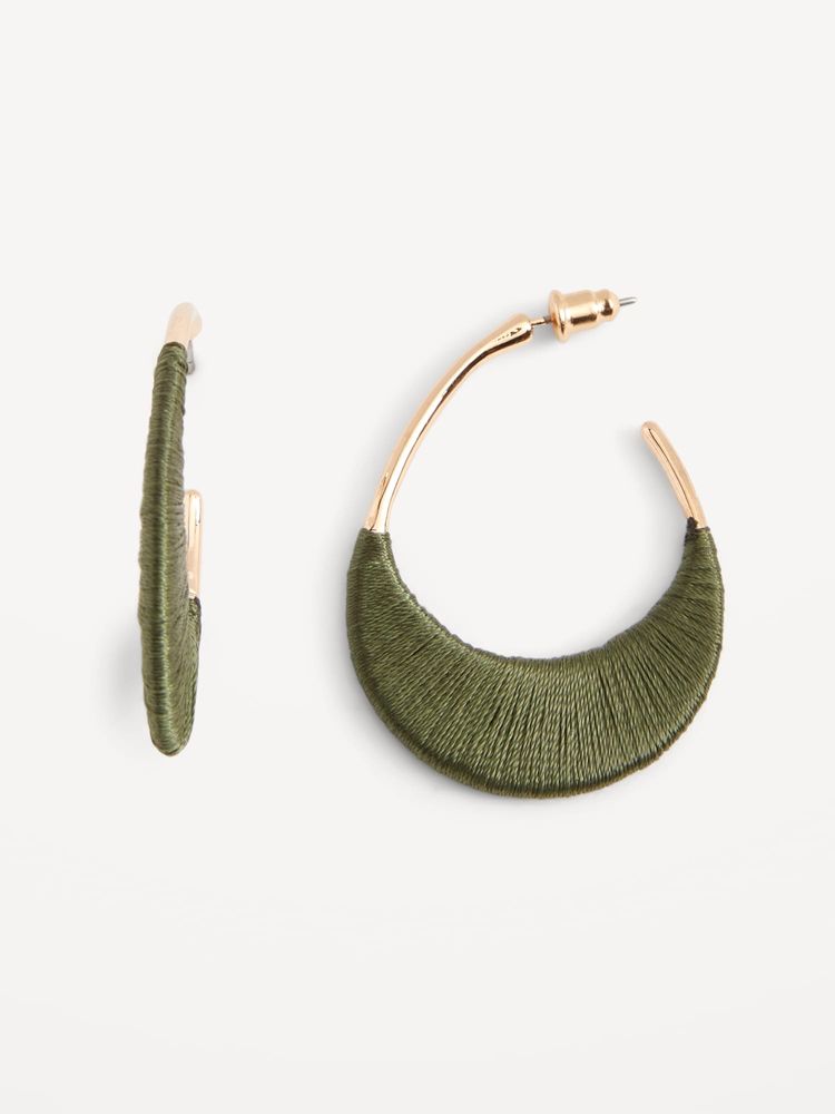 Gold-Tone Wrapped Hoop Earrings for Women