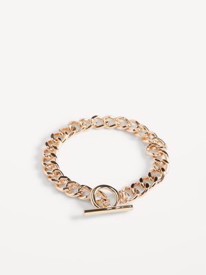 Gold-Tone Chain-Link Toggle Bracelet for Women
