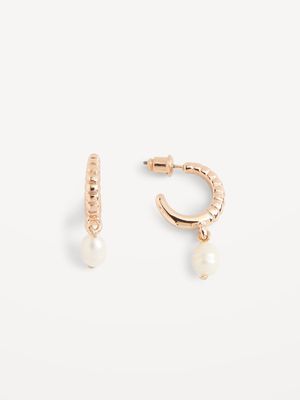 Gold-Toned Freshwater Pearl Stud-Hoop Earrings for Women