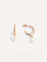 Gold-Toned Freshwater Pearl Stud-Hoop Earrings for Women