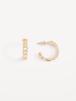 Real Gold-Plated Chain-Link Hoop Earrings for Women