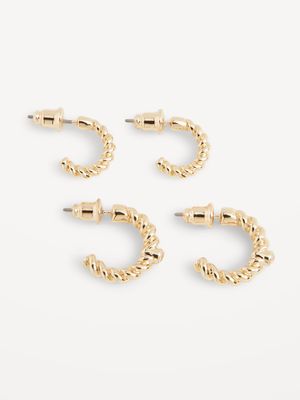 Real Gold-Plated Twisted Hoop Earrings 2-Pack for Women
