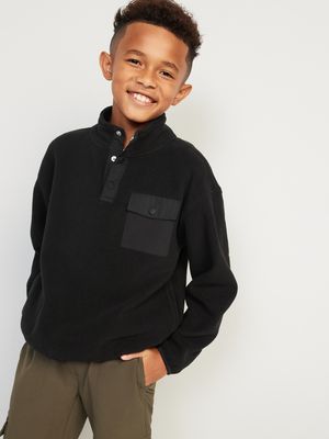Mock-Neck Snap-Front Micro Fleece Pullover Sweatshirt for Boys