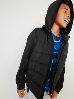 Gender-Neutral Techie Fleece Hybrid Hoodie Zip-Front Jacket for Kids