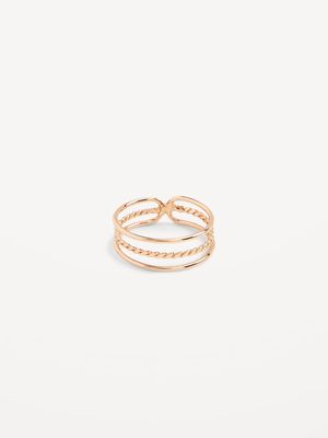 Gold-Toned Metal Triple-Row Ring for Women
