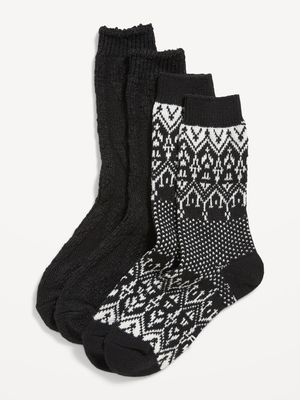 2-Pack Variety Cable-Knit and Fair Isle Socks for Women