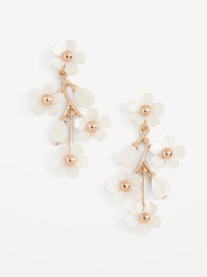 Gold-Tone Floral and Leaf Drop Earrings for Women