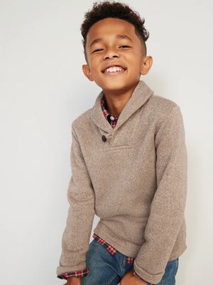 Shawl-Collar Sweater-Fleece Pullover for Boys