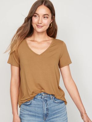 Short-Sleeve Luxe V-Neck T-Shirt for Women