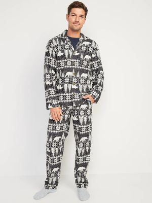 Matching Holiday Print Flannel Pajamas Set for Men