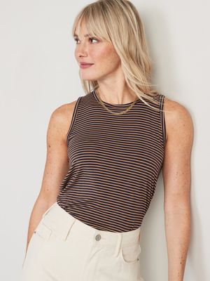 Sleeveless Luxe Striped T-Shirt