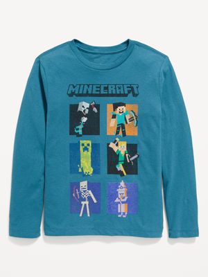 Long-Sleeve Gender-Neutral Minecraft Graphic T-Shirt for Kids