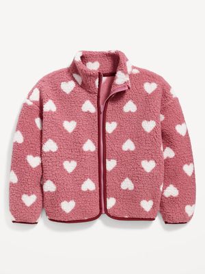Cozy Sherpa Printed Zip-Front Jacket for Girls
