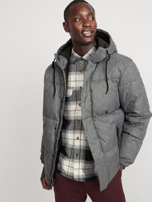 Frost-Free Water-Resistant Herringbone Puffer Jacket for Men