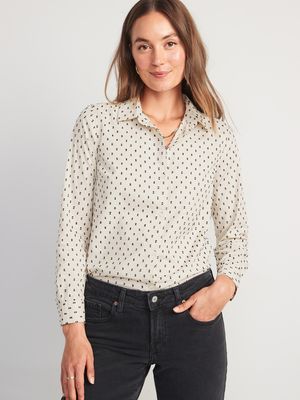 Clip-Dot Classic Button-Down Shirt for Women