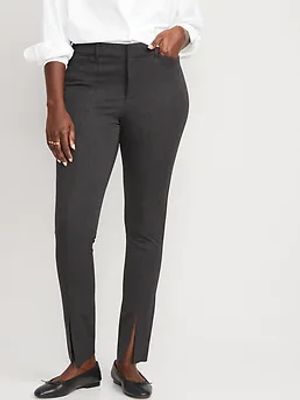 High-Waisted Heathered Split-Front Pixie Skinny Pants for Women