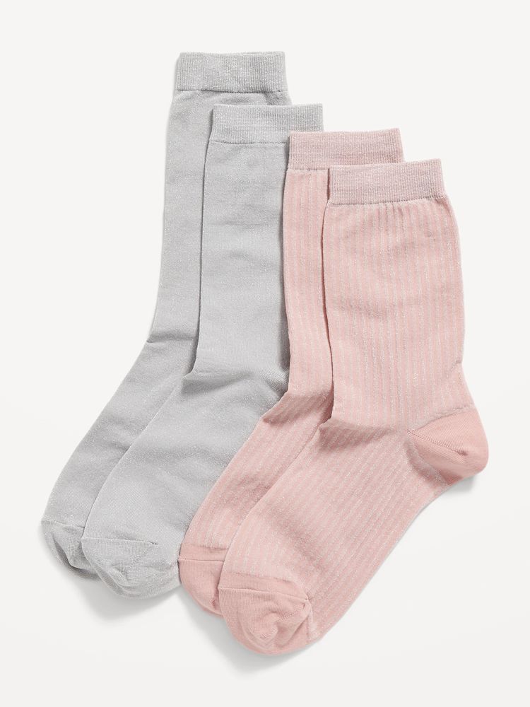 2-Pack Sparkle Crew Socks for Women