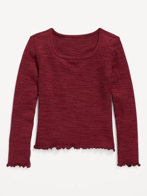 Cozy Rib-Knit Long-Sleeve Top for Girls