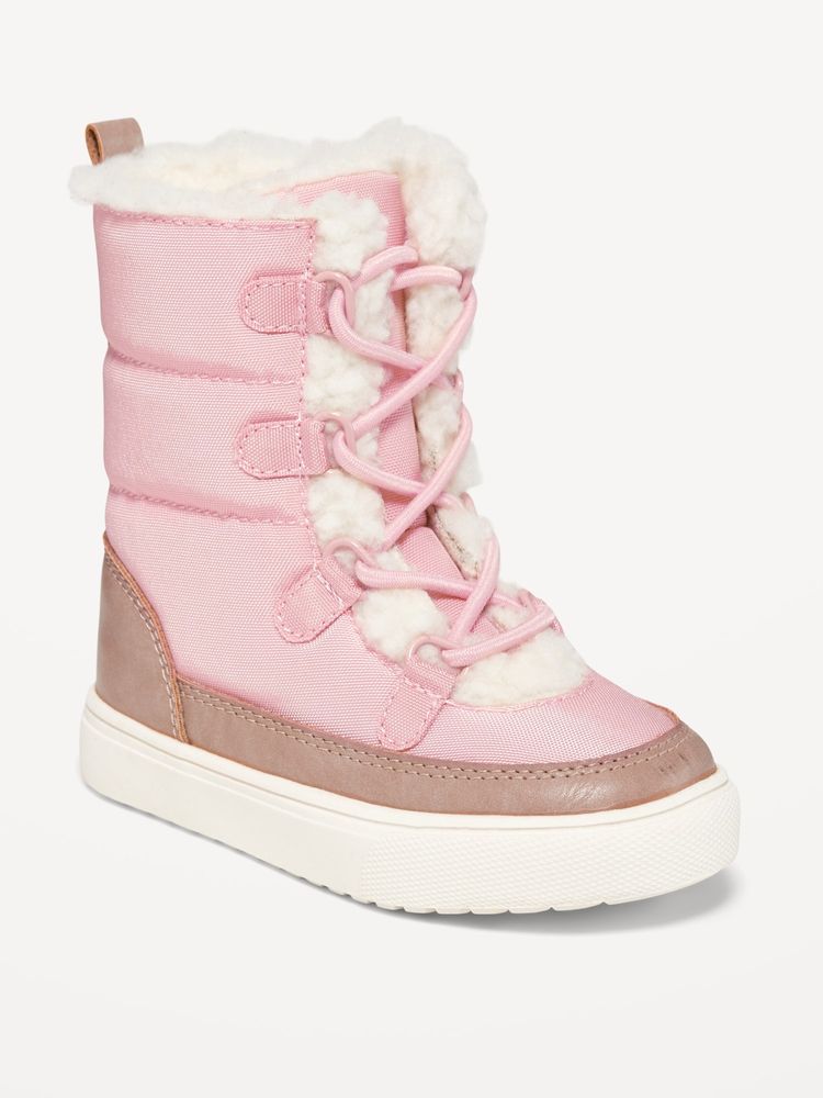 Sherpa-Lined Lace-Up Boots for Toddler Girls