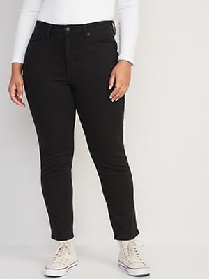 High-Waisted O.G. Straight Black-Wash Built-In Warm Ankle Jeans for Women