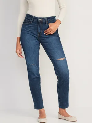 High-Waisted O.G. Straight Ripped Cut-Off Jeans for Women