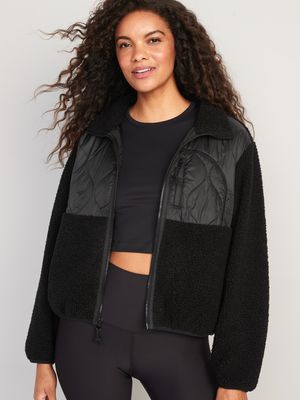 Quilted Hybrid Sherpa Jacket for Women