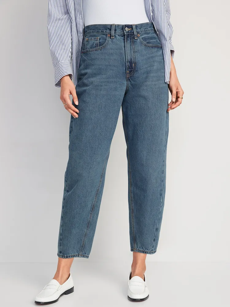 Extra High-Waisted Button-Fly Balloon Ankle Jeans for Women