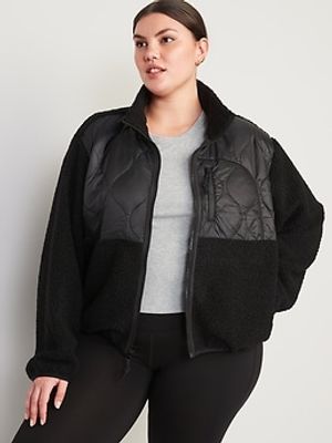 Quilted Hybrid Sherpa Jacket for Women