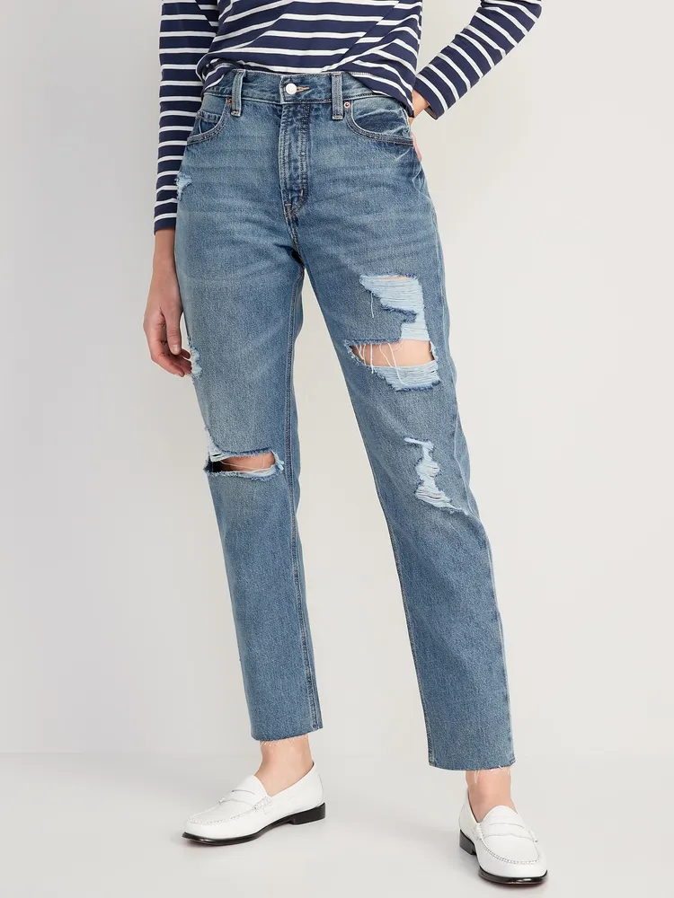 Navy High-Waisted Straight Cropped Jeans for Women | Bridge Street Town Centre