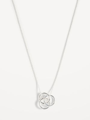 Silver-Tone Three Ring Pendant Necklace for Women