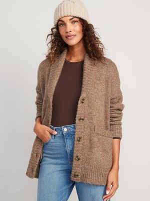 Heathered Cozy Shawl Cardigan Sweater for Women