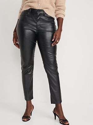 High-Waisted O.G. Straight Faux-Leather Ankle Pants for Women
